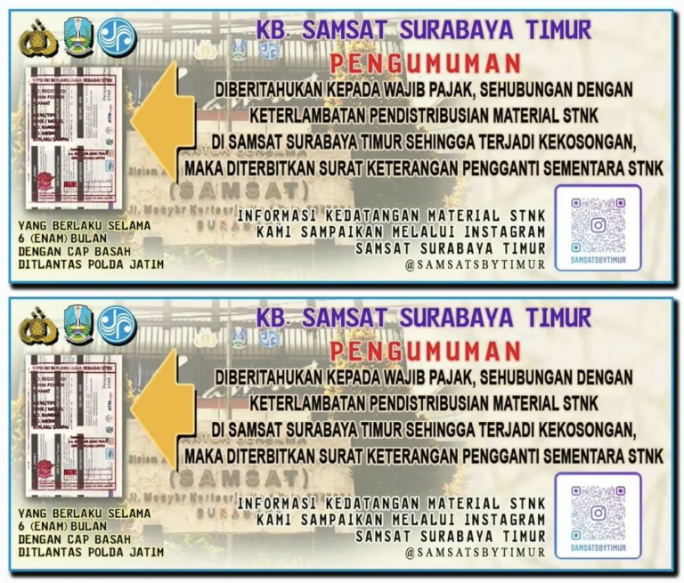 Pengumuman : Keterlambatan material STNK dan TNKB
