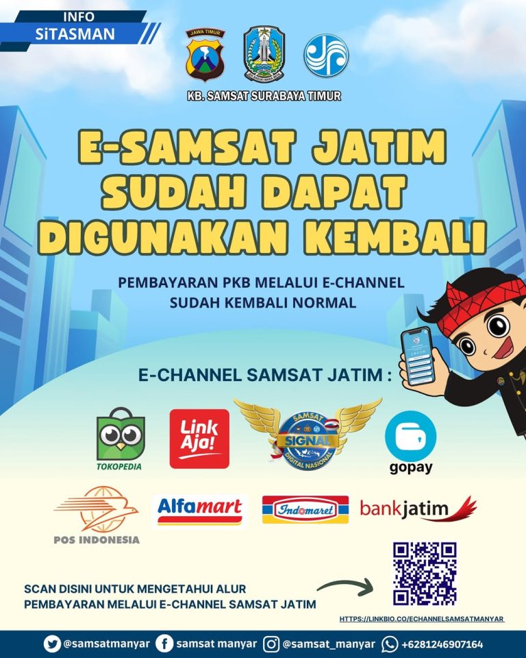 Layanan E-Samsat Jatim Kini Sudah Dapat Digunakan Kembali