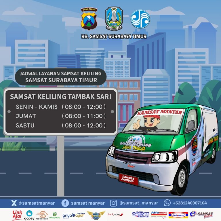 Jadwal Layanan Samsat Keliling Tambak Sari dan Taman Mundu