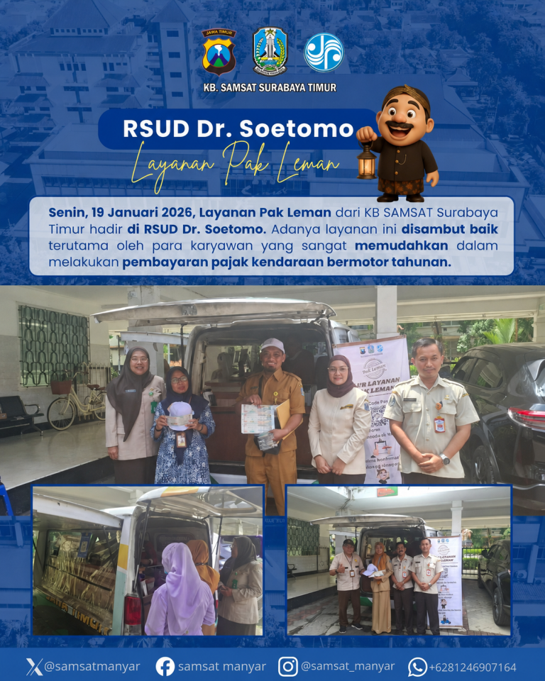 Layanan Pak Leman KB. Samsat Surabaya Timur Hadir di RSUD Dr. Soetomo